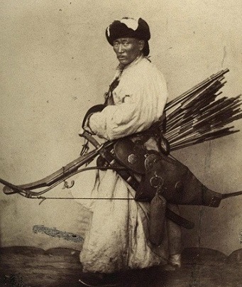 mongol archery man with bow and arrows